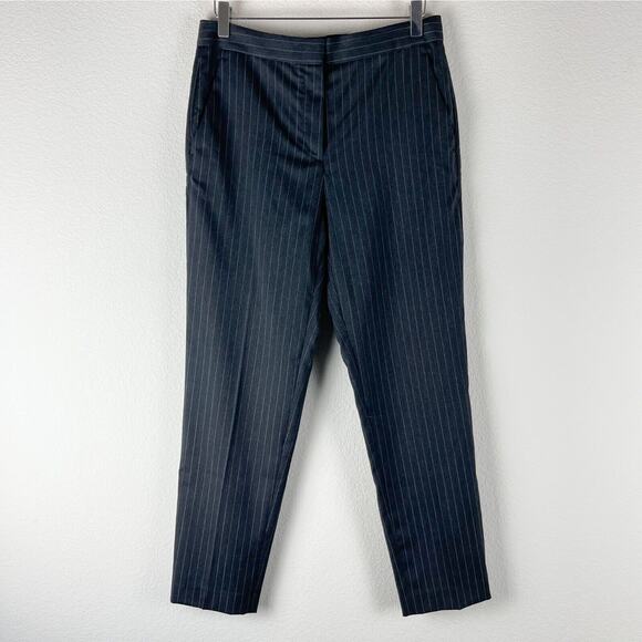 Rag Bone Wool Pants Womens 2 Dark Gray Pin Stripe Trouser Classic Tapered - Picture 1 of 12